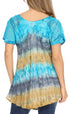 Sakkas Monet Long Tall Tie Dye Ombre Embroidered Cap Sleeve Blouse Shirt Top