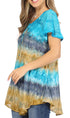 Sakkas Monet Long Tall Tie Dye Ombre Embroidered Cap Sleeve Blouse Shirt Top