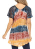 Sakkas Monet Long Tall Tie Dye Ombre Embroidered Cap Sleeve Blouse Shirt Top