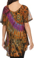 Sakkas Splenka Long Tie Dye Embroidered Corset Neck Cap Sleeve Blouse Shirt Top