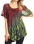 Sakkas Splenka Long Tie Dye Embroidered Corset Neck Cap Sleeve Blouse Shirt Top