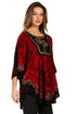 Sakkas Lynda Two Tone Batik Embroidered Palm Tree Peasant Top / Poncho