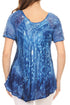 Sakkas Mira Tie Dye Two Tone Sheer Cap Sleeve Relaxed Fit Embellished Tunic Top