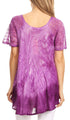 Sakkas Mira Tie Dye Two Tone Sheer Cap Sleeve Relaxed Fit Embellished Tunic Top
