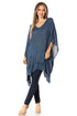 Sakkas Regina Women's Lightweight Stonewashed Poncho Top Blouse Caftan Cover up