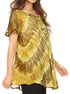 Sakkas Flavia Womens Everyday Blouse Top with Tie-dye & Block Print Light and Soft