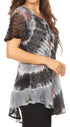 Sakkas Flavia Womens Everyday Blouse Top with Tie-dye & Block Print Light and Soft