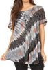 Sakkas Flavia Womens Everyday Blouse Top with Tie-dye & Block Print Light and Soft