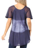 Sakkas Parisa Casual Summer Short Sleeve Top Blouse with Corset and Embroidery