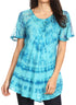 Sakkas Allegra Women's Short Sleeve Loose Fit Casual Tie Dye Blouse Tunic Shirt