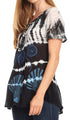 Sakkas Allegra Women's Short Sleeve Loose Fit Casual Tie Dye Blouse Tunic Shirt