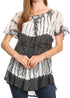 Sakkas Donna Women's Casual Lace Short Sleeve Tie Dye Corset Loose Top Blouse