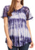 Sakkas Donna Women's Casual Lace Short Sleeve Tie Dye Corset Loose Top Blouse