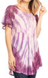 Sakkas Donna Women's Casual Lace Short Sleeve Tie Dye Corset Loose Top Blouse