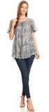 Sakkas Marzia Women's Loose Fit Short Sleeve Casual Tie Dye Batik Blouse Top Tunic