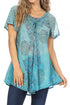 Sakkas Marzia Women's Loose Fit Short Sleeve Casual Tie Dye Batik Blouse Top Tunic