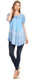 Sakkas Marzia Women's Loose Fit Short Sleeve Casual Tie Dye Batik Blouse Top Tunic