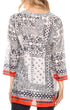 Sakkas Sasa Women's Casual Summer Cotton 3/4 Sleeve Print Loose Tunic Top Blouse