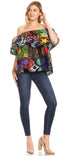 Sakkas Imani Colorful Wax African Ankara Dutch Off-shoulder Blouse Top Gorgeous