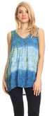 Sakkas Women's Tie Dye Floral Sequin Sleeveless Blouse