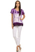 Sakkas Violet Embroidery Tie Dye Sequin Accents Blouse / Top