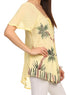 Sakkas Albina Island Relaxed Fit Embroidery Cap Sleeves Blouse / Top