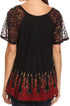 Sakkas Cora Relaxed Fit Batik Design Embroidery Cap Sleeves Blouse / Top