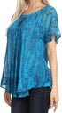 Sakkas Zoya Marbled Embroidery  Cap Sleeves Blouse / Top