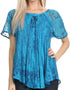Sakkas Zoya Marbled Embroidery  Cap Sleeves Blouse / Top