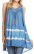 Sakkas Ruth Sequin Embroidered Batik Relaxed Fit Sleeveless V-Neck Top
