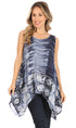 Sakkas Marin Women's Sleeveless Loose Boho Casual Tank Top Blouse Tie-dye & Batik