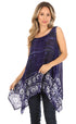 Sakkas Marin Women's Sleeveless Loose Boho Casual Tank Top Blouse Tie-dye & Batik