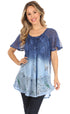 Sakkas Petra Women's Casual Loose Flared Corset Short Sleeve Lace Blouse Top Tunic