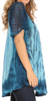 Sakkas Petra Women's Casual Loose Flared Corset Short Sleeve Lace Blouse Top Tunic