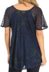 Sakkas Petra Women's Casual Loose Flared Corset Short Sleeve Lace Blouse Top Tunic