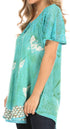 Sakkas Petra Women's Casual Loose Flared Corset Short Sleeve Lace Blouse Top Tunic