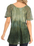 Sakkas Petra Women's Casual Loose Flared Corset Short Sleeve Lace Blouse Top Tunic