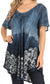 Sakkas Petra Women's Casual Loose Flared Corset Short Sleeve Lace Blouse Top Tunic