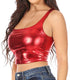 Sakkas Women's Stretchy Sleeveless Liquid Metallic Club Crop Tank Top Made in USA