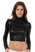 Sakkas Matte Liquid Mock Neck Turtleneck Long Sleeve Crop Top - Made in USA