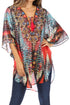 Sakkas Sloane Women's Printed V Neck Loose Fit Casual Circle Top Blouse with Ties
