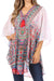 Sakkas Sloane Women's Printed V Neck Loose Fit Casual Circle Top Blouse with Ties