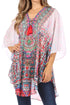 Sakkas Sloane Women's Printed V Neck Loose Fit Casual Circle Top Blouse with Ties