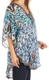 Sakkas Sloane Women's Printed V Neck Loose Fit Casual Circle Top Blouse with Ties