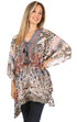 Stylish Rhinestone Lace-Up V-Neck Women's Caftan Poncho Cover-Up by Sakkas Aymee