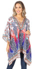 Stylish Rhinestone Lace-Up V-Neck Women's Caftan Poncho Cover-Up by Sakkas Aymee