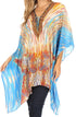 Stylish Rhinestone Lace-Up V-Neck Women's Caftan Poncho Cover-Up by Sakkas Aymee