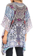 Stylish Rhinestone Lace-Up V-Neck Women's Caftan Poncho Cover-Up by Sakkas Aymee