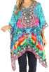 Stylish Rhinestone Lace-Up V-Neck Women's Caftan Poncho Cover-Up by Sakkas Aymee