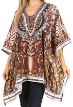 Stylish Rhinestone Lace-Up V-Neck Women's Caftan Poncho Cover-Up by Sakkas Aymee